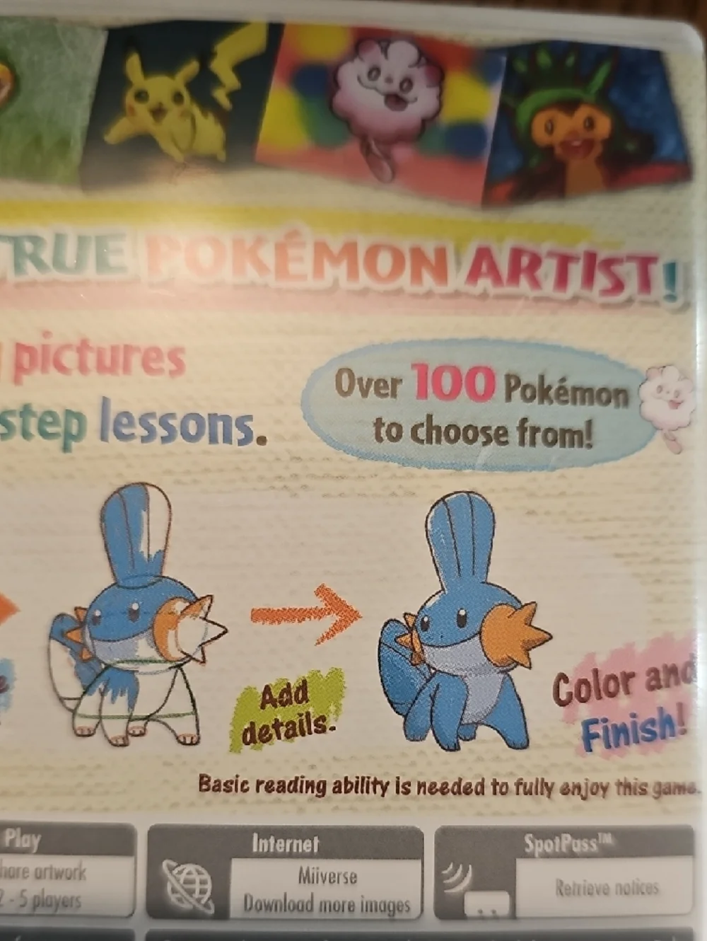 Nintendo Pokémon Art Academy - Yellow Pikachu Cover Art Like NEW